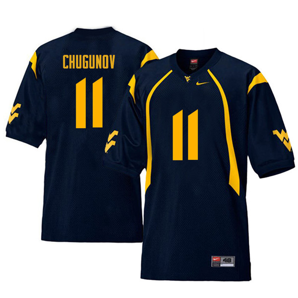NCAA Men's Chris Chugunov West Virginia Mountaineers Navy #11 Nike Stitched Football College Retro Authentic Jersey DP23X42IR